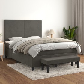 Cama box spring con colchón terciopelo gris oscuro 140x200 cm de , Camas y somieres - Ref: Foro24-3137726, Precio: 541,17 €, ...