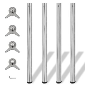 4 height-adjustable table legs 870 mm chrome color by vidaXL, Table legs - Ref: Foro24-242134, Price: 52,73 €, Discount: %