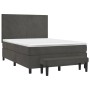 Box spring bed with dark gray velvet mattress 140x200 cm by , Beds and slatted bases - Ref: Foro24-3137726, Price: 541,17 €, ...