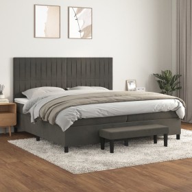 Cama box spring con colchón terciopelo gris oscuro 200x200 cm de , Camas y somieres - Ref: Foro24-3137984, Precio: 719,09 €, ...