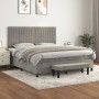 Box spring bed with light gray velvet mattress 160x200 cm by , Beds and slatted bases - Ref: Foro24-3137971, Price: 621,00 €,...