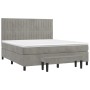 Box spring bed with light gray velvet mattress 160x200 cm by , Beds and slatted bases - Ref: Foro24-3137971, Price: 621,00 €,...