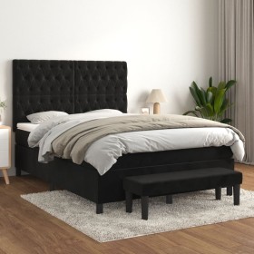 Box spring bed with black velvet mattress 140x190 cm by , Beds and slatted bases - Ref: Foro24-3138021, Price: 558,04 €, Disc...