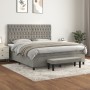 Cama box spring con colchón terciopelo gris claro 180x200 cm de , Camas y somieres - Ref: Foro24-3138037, Precio: 686,98 €, D...