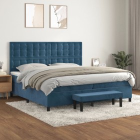 Box spring bed with dark blue velvet mattress 200x200 cm by , Beds and slatted bases - Ref: Foro24-3138107, Price: 744,84 €, ...