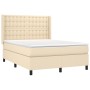 Boxspringbett-Matratze und LED-Leuchten, cremefarbener Stoff, 140 x 190 cm von , Betten und Lattenroste - Ref: Foro24-3138634...