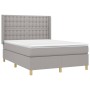 Box spring bed mattress and LED lights light gray fabric 140x200 cm by , Beds and slatted bases - Ref: Foro24-3139197, Price:...