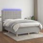 Box spring bed mattress and LED lights light gray fabric 140x190 cm by , Beds and slatted bases - Ref: Foro24-3135749, Price:...