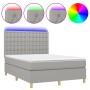 Cama box spring colchón y luces LED tela gris claro 140x190 cm de , Camas y somieres - Ref: Foro24-3135749, Precio: 538,72 €,...