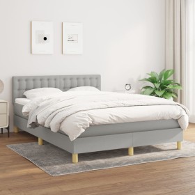 Box spring bed with light gray fabric mattress 140x200 cm by , Beds and slatted bases - Ref: Foro24-3140937, Price: 430,00 €,...