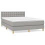 Box spring bed with light gray fabric mattress 140x200 cm by , Beds and slatted bases - Ref: Foro24-3140937, Price: 432,93 €,...