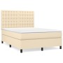 Cama box spring con colchón tela color crema 140x190 cm de , Camas y somieres - Ref: Foro24-3142094, Precio: 523,93 €, Descue...