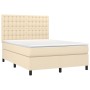 Cama box spring con colchón tela color crema 140x190 cm de , Camas y somieres - Ref: Foro24-3142094, Precio: 523,93 €, Descue...