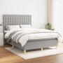 Box spring bed with light gray fabric mattress 140x200 cm by , Beds and slatted bases - Ref: Foro24-3142657, Price: 503,99 €,...