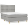 Box spring bed with light gray fabric mattress 140x200 cm by , Beds and slatted bases - Ref: Foro24-3142657, Price: 503,99 €,...