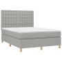 Box spring bed with light gray fabric mattress 140x200 cm by , Beds and slatted bases - Ref: Foro24-3142657, Price: 503,98 €,...