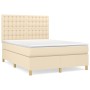 Cama box spring con colchón tela color crema 140x200 cm de , Camas y somieres - Ref: Foro24-3142662, Precio: 531,12 €, Descue...