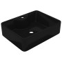 Lavabo de cerámica cuadrado con orificio de grifo/desagüe negro de vidaXL, Lavabos - Ref: Foro24-141937, Precio: 71,14 €, Des...