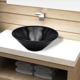 Round Black Ceramic Washbasin by vidaXL, Sinks - Ref: Foro24-141927, Price: 63,86 €, Discount: %