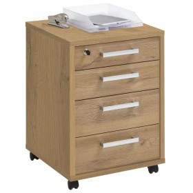 FMD Chest of drawers with wheels oak color 48x49.5x65.5 cm by , Filing cabinets - Ref: Foro24-447407, Price: 228,86 €, Discou...