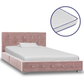 Cama con colchón viscoelástico terciopelo rosa 90x200 cm de , Camas y somieres - Ref: Foro24-278137, Precio: 384,99 €, Descue...