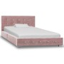 Bed with pink velvet viscoelastic mattress 90x200 cm by , Beds and slatted bases - Ref: Foro24-278137, Price: 384,99 €, Disco...