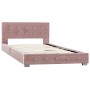 Bed with pink velvet viscoelastic mattress 90x200 cm by , Beds and slatted bases - Ref: Foro24-278137, Price: 384,85 €, Disco...