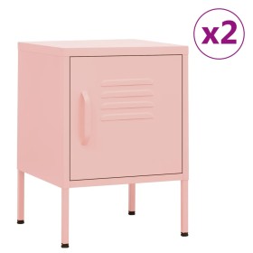 Bedside tables 2 units pink steel 35x35x51 cm by , Nightstands - Ref: Foro24-3095209, Price: 133,51 €, Discount: %