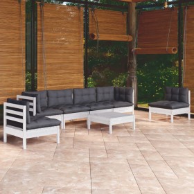 Muebles de jardín 7 pzas con cojines madera maciza de pino de , Conjuntos de jardín - Ref: Foro24-3096203, Precio: 590,99 €, ...