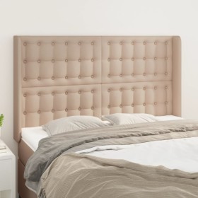 Headboard with ears cappuccino synthetic leather 147x16x118/128 cm by , Headboards and footboards - Ref: Foro24-3119675, Pric...