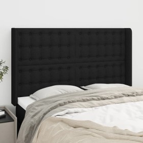 Cabecero con orejas de tela negro 147x16x118/128 cm de , Cabeceros y pies de cama - Ref: Foro24-3120014, Precio: 125,45 €, De...