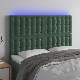 Cabecero con luces LED terciopelo verde oscuro 144x5x118/128 cm de , Cabeceros y pies de cama - Ref: Foro24-3122909, Precio: ...