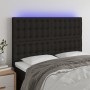 Headboard with LED lights black fabric 144x5x118/128 cm by , Headboards and footboards - Ref: Foro24-3122858, Price: 125,76 €...