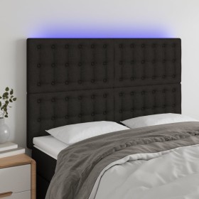 Headboard with LED lights black fabric 144x5x118/128 cm by , Headboards and footboards - Ref: Foro24-3122858, Price: 125,60 €...