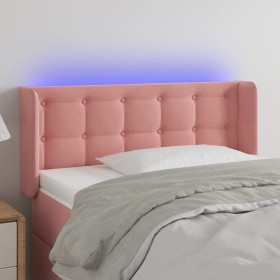 Pink velvet headboard with LED 103x16x78/88 cm by , Headboards and footboards - Ref: Foro24-3123711, Price: 60,50 €, Discount: %