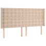 Headboard with LED cappuccino synthetic leather 163x16x118/128cm by , Headboards and footboards - Ref: Foro24-3124149, Price:...