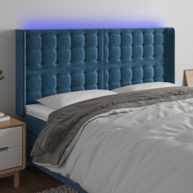 Dark blue velvet LED headboard 163x16x118/128 cm by , Headboards and footboards - Ref: Foro24-3124540, Price: 142,16 €, Disco...