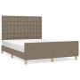 Bed frame with headboard in taupe gray fabric 140x200 cm by , Beds and slatted bases - Ref: Foro24-3125385, Price: 233,63 €, ...