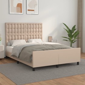 Cappuccino synthetic leather headboard bed frame 140x200cm by , Beds and slatted bases - Ref: Foro24-3125578, Price: 253,76 €...