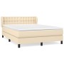 Cama box spring con colchón tela color crema 140x200 cm de , Camas y somieres - Ref: Foro24-3126570, Precio: 463,79 €, Descue...