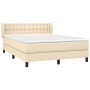 Cama box spring con colchón tela color crema 140x200 cm de , Camas y somieres - Ref: Foro24-3126570, Precio: 463,79 €, Descue...