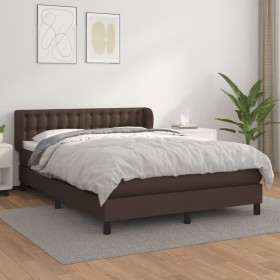 Box spring bed with brown synthetic leather mattress 140x200cm by , Beds and slatted bases - Ref: Foro24-3127316, Price: 437,...