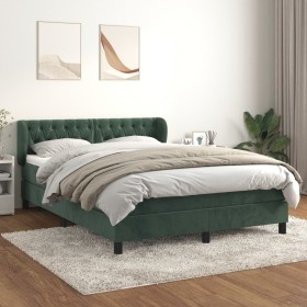 Cama box spring con colchón terciopelo verde oscuro 140x190 cm de , Camas y somieres - Ref: Foro24-3127670, Precio: 446,05 €,...