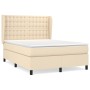 Cama box spring con colchón tela color crema 140x200 cm de , Camas y somieres - Ref: Foro24-3128290, Precio: 529,75 €, Descue...