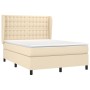 Cama box spring con colchón tela color crema 140x200 cm de , Camas y somieres - Ref: Foro24-3128290, Precio: 529,75 €, Descue...