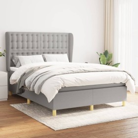 Box spring bed with light gray fabric mattress 140x200 cm by , Beds and slatted bases - Ref: Foro24-3128845, Price: 526,96 €,...