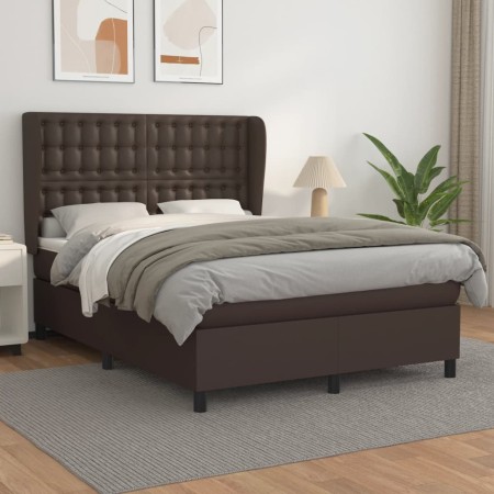 Box spring bed with brown synthetic leather mattress 140x200cm by , Beds and slatted bases - Ref: Foro24-3129036, Price: 507,...