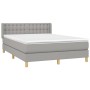 Box spring bed with light gray fabric mattress 140x190 cm by , Beds and slatted bases - Ref: Foro24-3130585, Price: 484,94 €,...