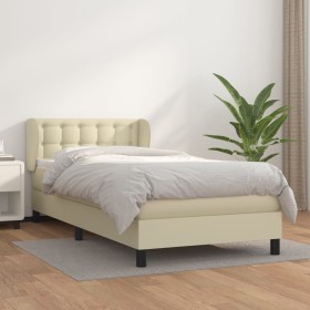 Cama box spring con colchón cuero sintético crema 80x200 cm de , Camas y somieres - Ref: Foro24-3127279, Precio: 306,24 €, De...