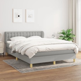 Box spring bed with light gray fabric mattress 140x190 cm by , Beds and slatted bases - Ref: Foro24-3127117, Price: 458,77 €,...